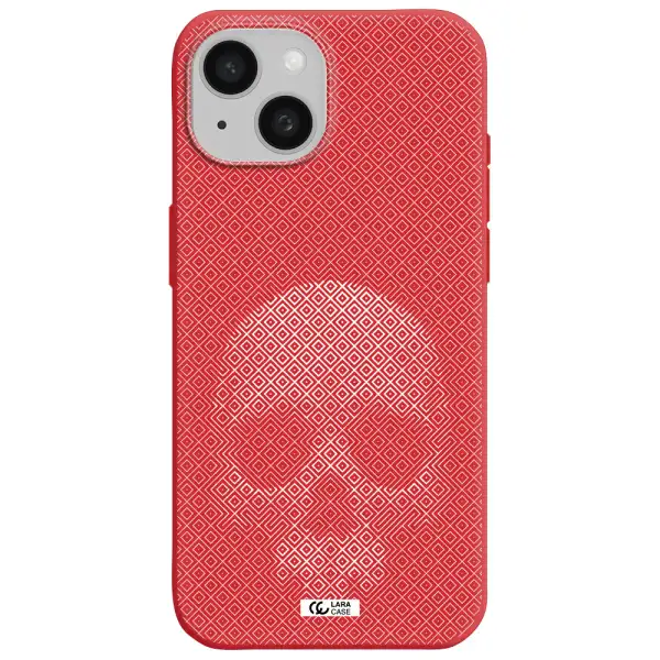 Skull Line Pattern Apple Iphone 15 Silicone Imperial Red Case