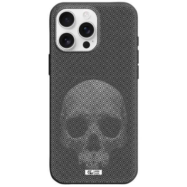 Skull Line Pattern Apple Iphone 16 Pro Max Silicone Black Case