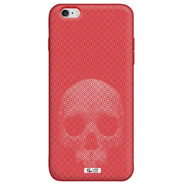 Skull Line Pattern Apple iPhone 6S Silicone Imperial Red Case