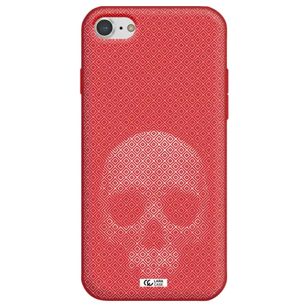 Skull Line Pattern Apple iPhone 7 Silicone Imperial Red Case