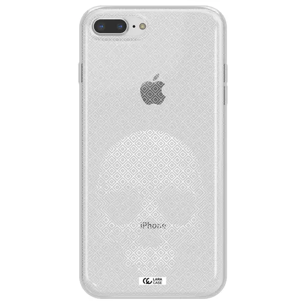 Skull Line Pattern Apple iPhone 8 plus Clear TPU Case