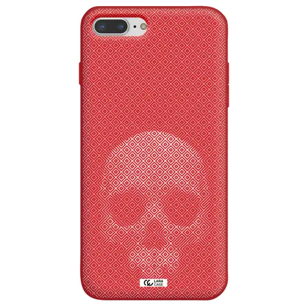 Skull Line Pattern Apple iPhone 8 plus Silicone Imperial Red Case