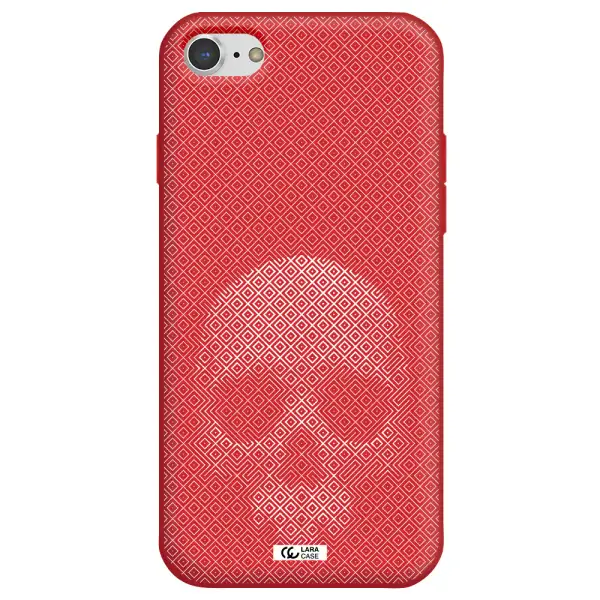 Skull Line Pattern Apple iPhone 8 Silicone Imperial Red Case