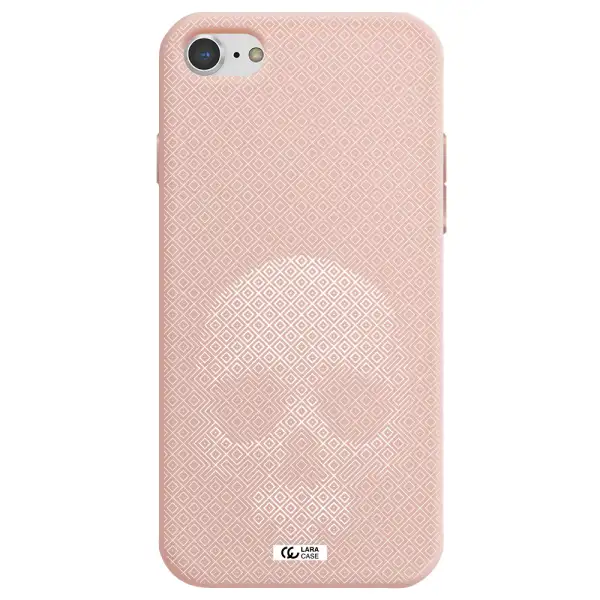 Skull Line Pattern Apple iPhone 8 Silicone pastel pink Case