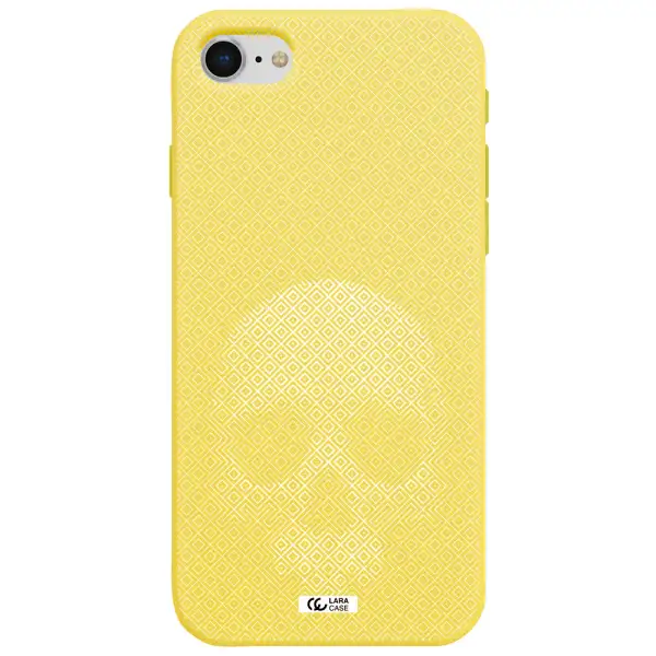 Skull Line Pattern Apple iPhone se 2020 Silicone canary yellow Case