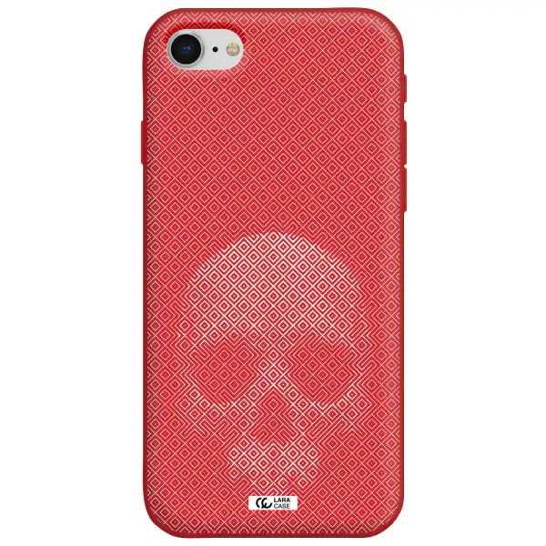 Skull Line Pattern Apple iPhone se 2020 Silicone Imperial Red Case