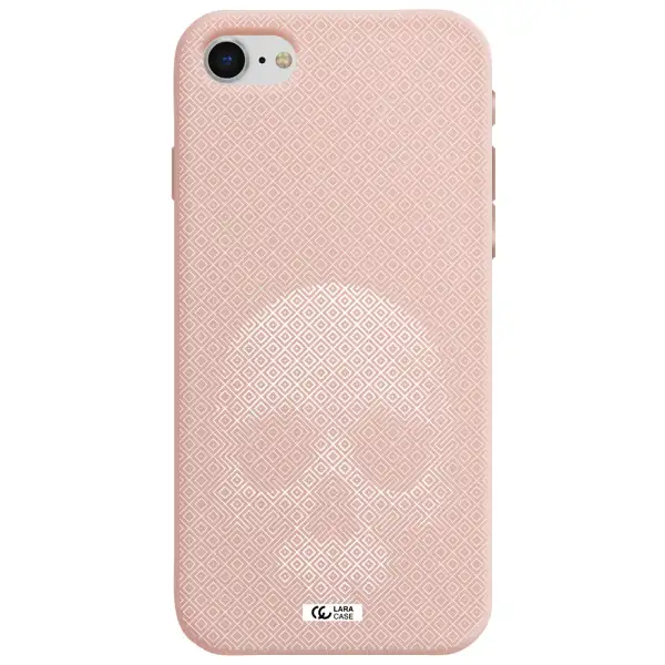 Skull Line Pattern Apple iPhone se 2020 Silicone pastel pink Case