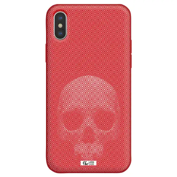 Skull Line Pattern Apple iPhone X Silicone Imperial Red Case