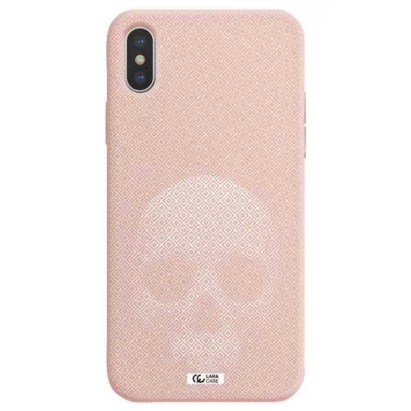 Skull Line Pattern Apple iPhone X Silicone pastel pink Case
