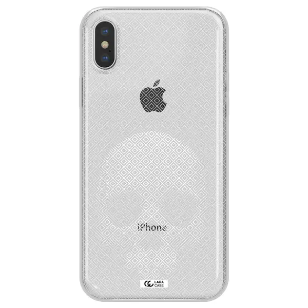 Skull Line Pattern Apple iPhone XS max Clear TPU Case
