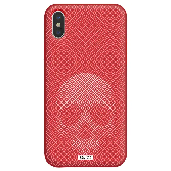 Skull Line Pattern Apple iPhone XS Silicone Imperial Red Case