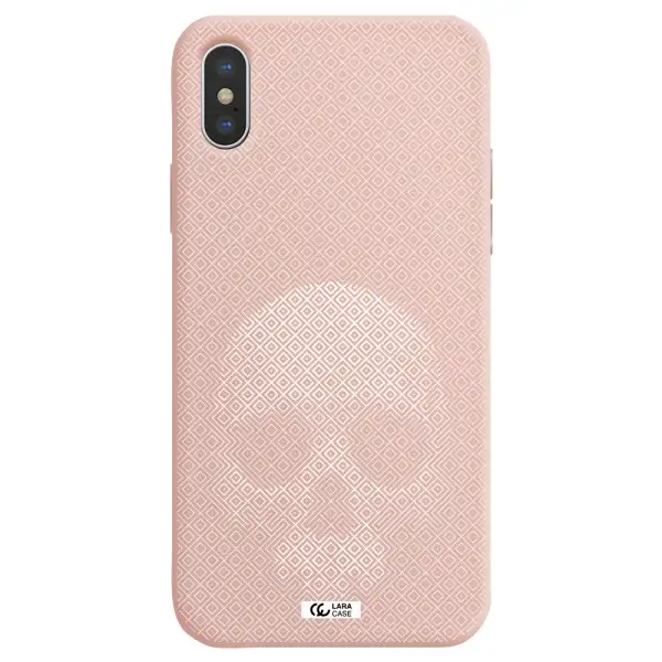 Skull Line Pattern Apple iPhone XS Silicone pastel pink Case