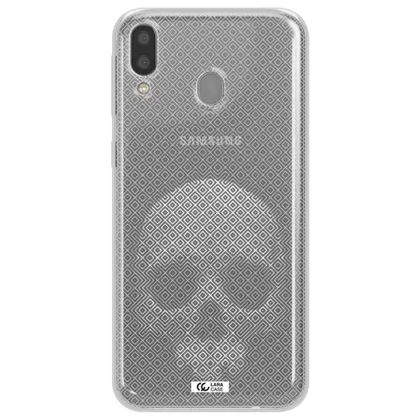 Skull Line Pattern Samsung M20 Clear TPU Case