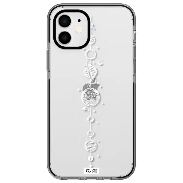 Solar System Line Art Apple iPhone 11 impact black border Case