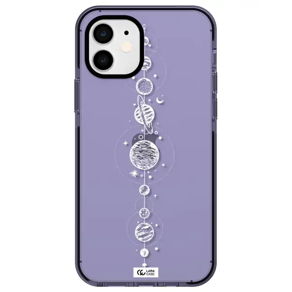 Solar System Line Art Apple iPhone 11 impact Lilac Case