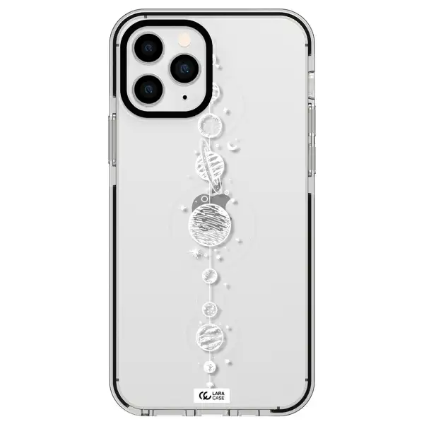 Solar System Line Art Apple iPhone 11 pro impact black border Case