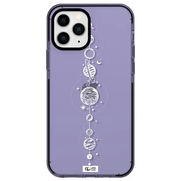 Solar System Line Art Apple iPhone 11 pro impact Lilac Case