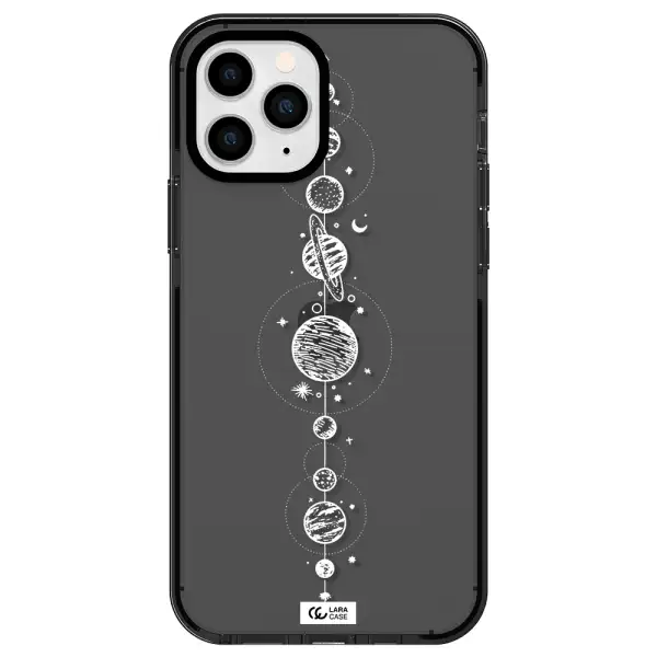 Solar System Line Art Apple iPhone 11 pro impact Smoke Black Case