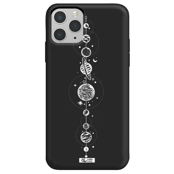 Solar System Line Art Apple iPhone 11 pro max Silicone black Case