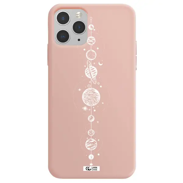Solar System Line Art Apple iPhone 11 pro Silicone pastel pink Case