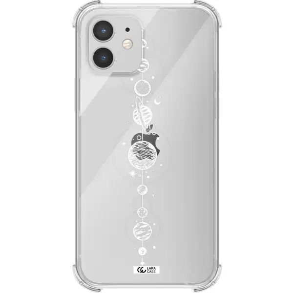 Solar System Line Art Apple iPhone 12 Clear PC Case