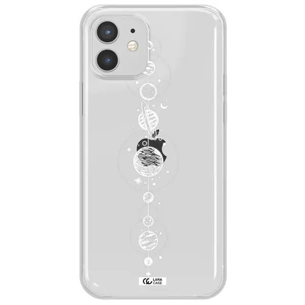 Solar System Line Art Apple iPhone 12 mini Clear TPU Case