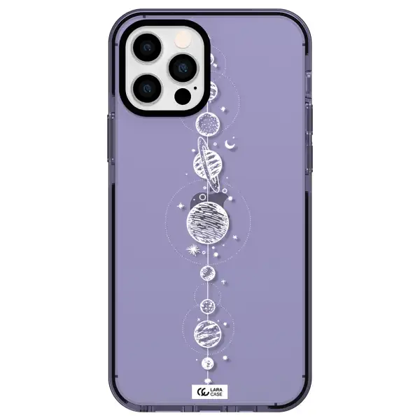 Solar System Line Art Apple iPhone 12 pro impact Lilac Case