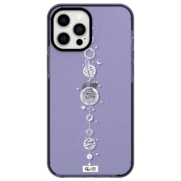 Solar System Line Art Apple iPhone 12 pro max impact Lilac Case