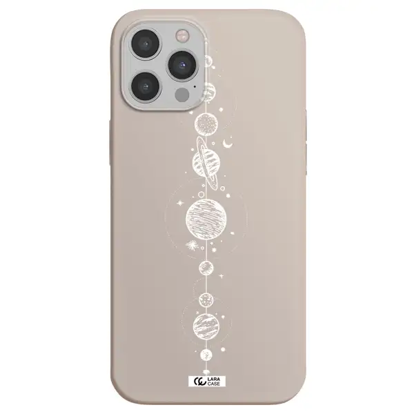 Solar System Line Art Apple iPhone 12 pro Silicone Stone Case