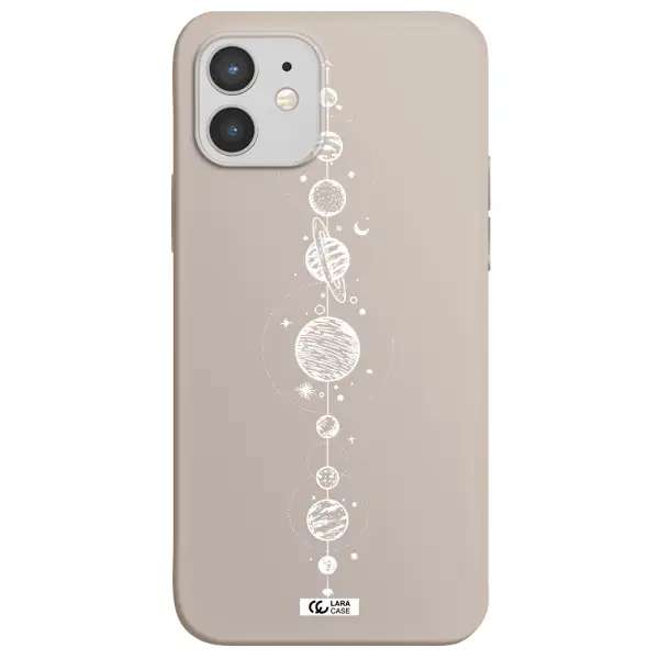 Solar System Line Art Apple iPhone 12 Silicone Stone Case