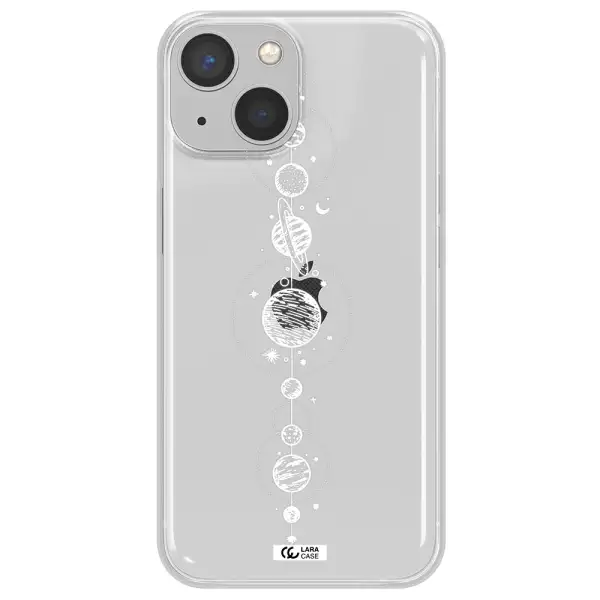 Solar System Line Art Apple iPhone 13 Clear TPU Case
