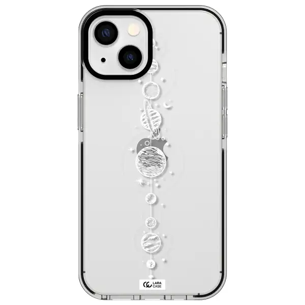 Solar System Line Art Apple iPhone 13 impact black border Case