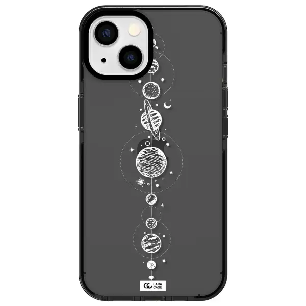 Solar System Line Art Apple iPhone 13 impact Smoke Black Case
