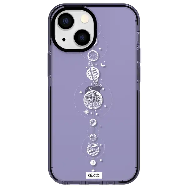 Solar System Line Art Apple iPhone 13 mini impact Lilac Case