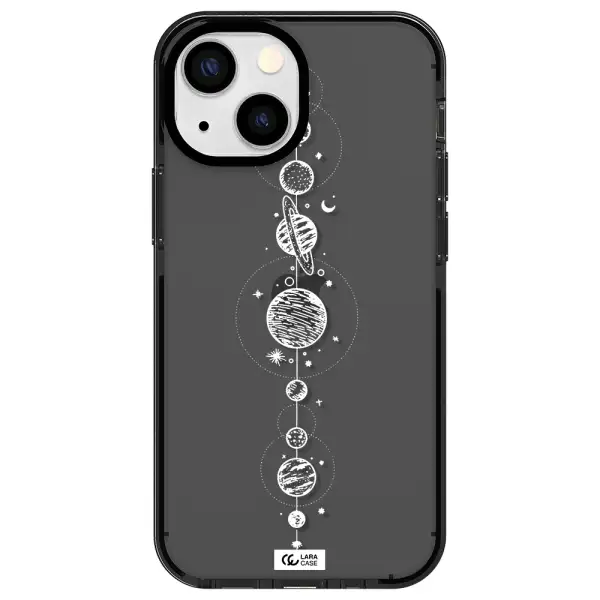 Solar System Line Art Apple iPhone 13 mini impact Smoke Black Case