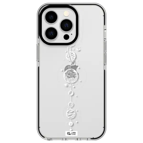 Solar System Line Art Apple iPhone 13 Pro impact black border Case