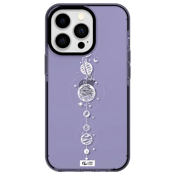 Solar System Line Art Apple iPhone 13 Pro impact Lilac Case