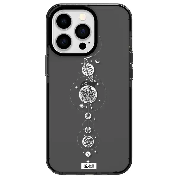 Solar System Line Art Apple iPhone 13 Pro impact Smoke Black Case