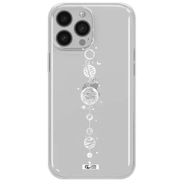 Solar System Line Art Apple iPhone 13 Pro Max Clear TPU Case