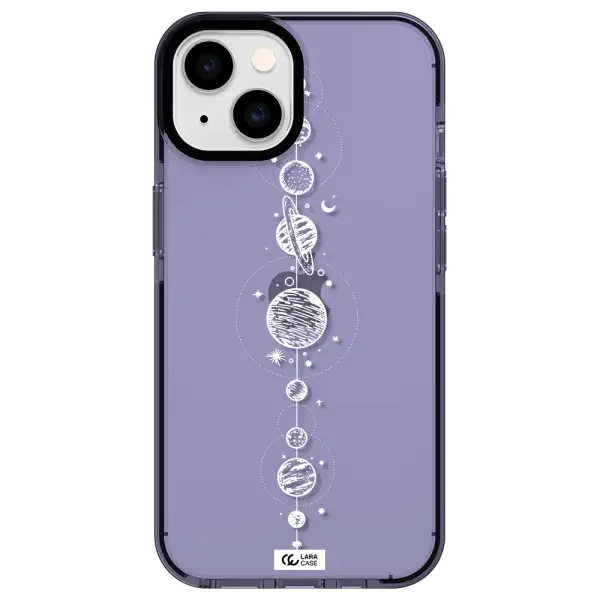 Solar System Line Art Apple iPhone 14 impact Lilac Case