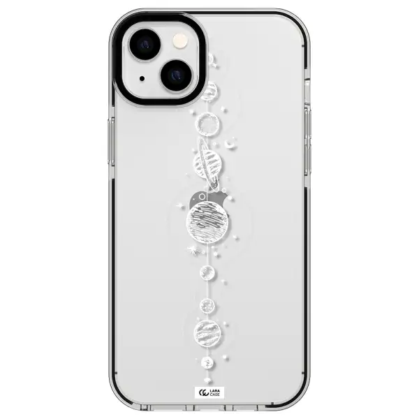 Solar System Line Art Apple iPhone 14 plus impact black border Case
