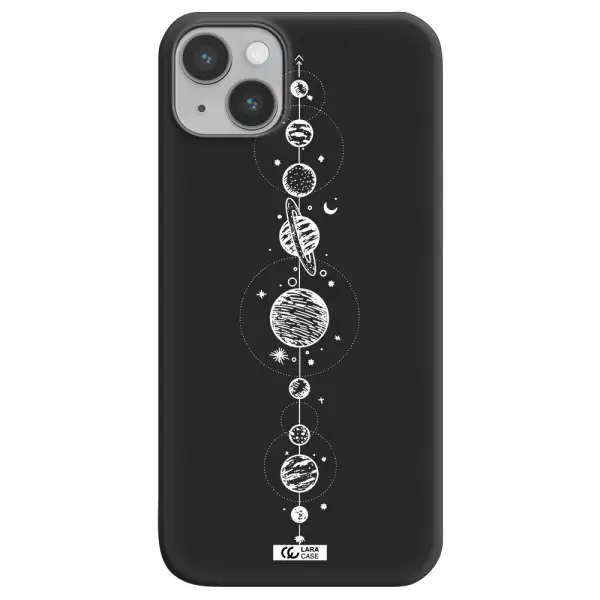 Solar System Line Art Apple iPhone 14 plus Silicone black Case