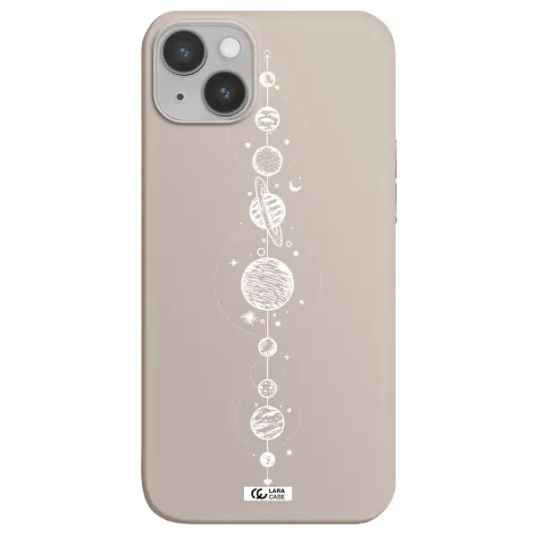 Solar System Line Art Apple iPhone 14 plus Silicone Stone Case