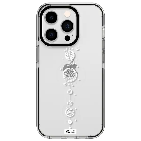 Solar System Line Art Apple iPhone 14 pro impact black border Case