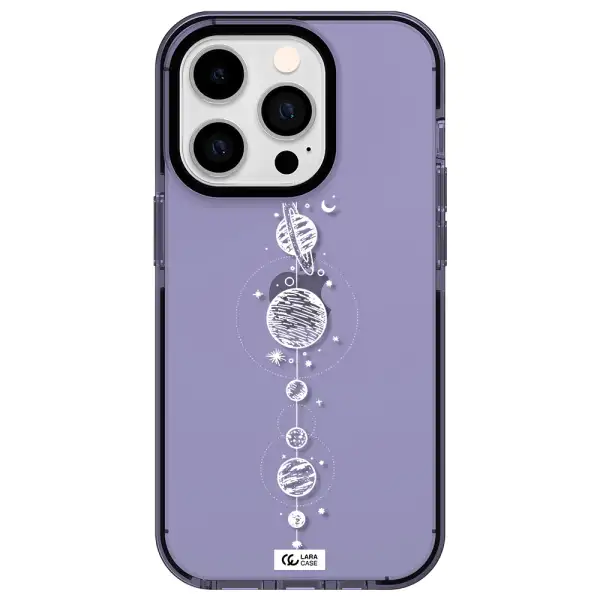 Solar System Line Art Apple iPhone 14 pro impact Lilac Case