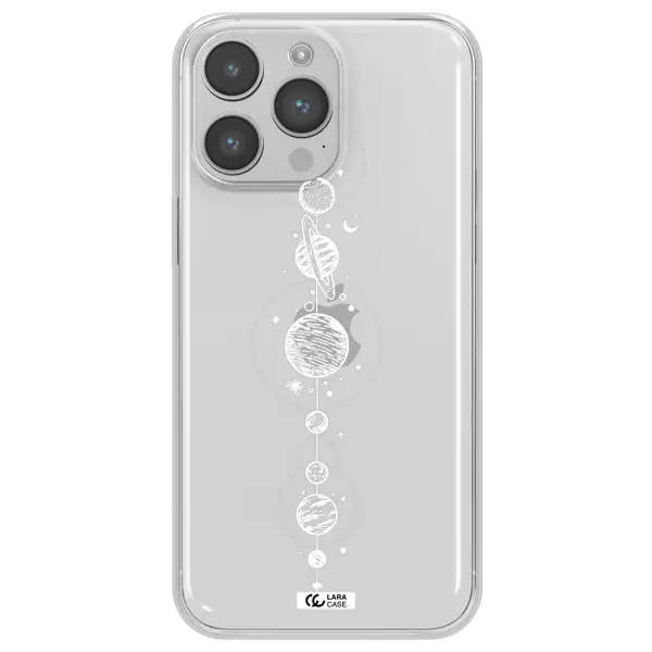 Solar System Line Art Apple iPhone 14 pro max Clear TPU Case