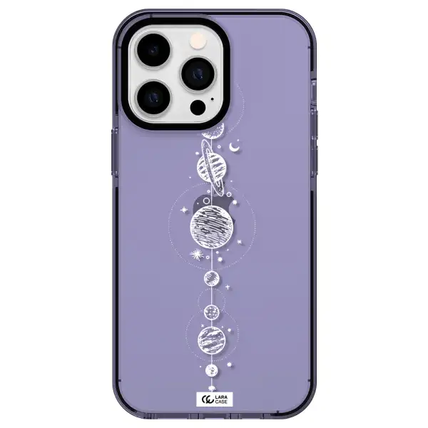 Solar System Line Art Apple iPhone 14 pro max impact Lilac Case