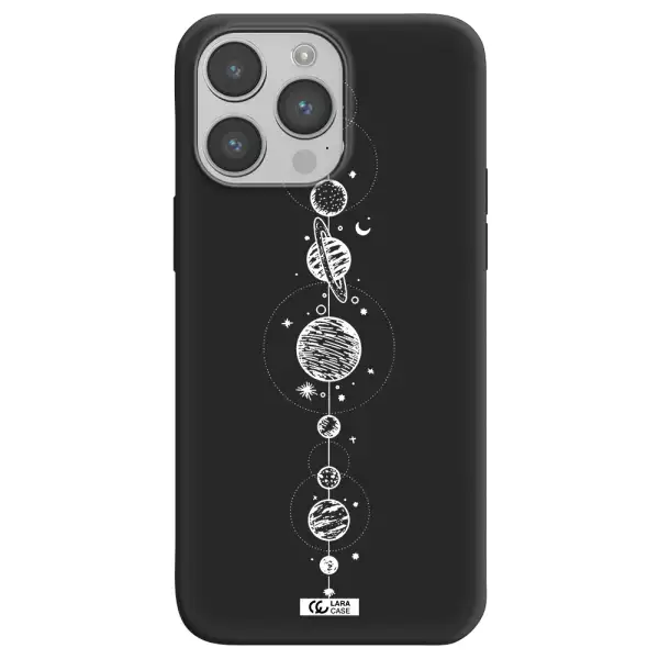 Solar System Line Art Apple iPhone 14 pro Silicone black Case