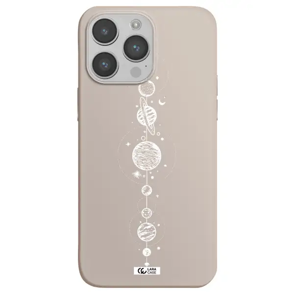 Solar System Line Art Apple iPhone 14 pro Silicone Stone Case