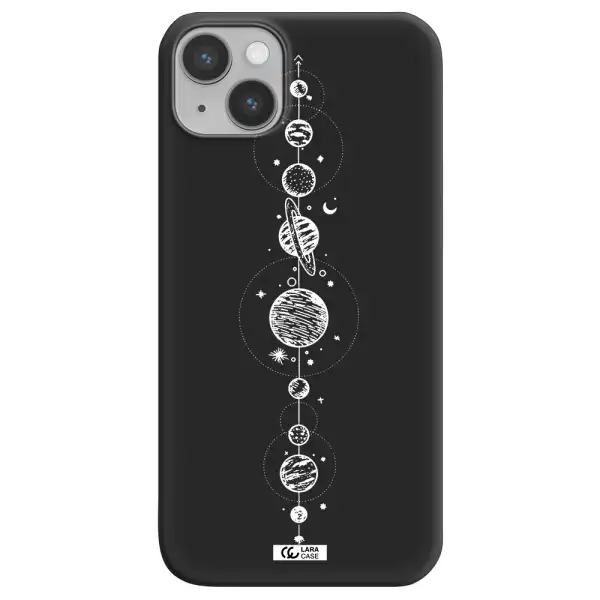 Solar System Line Art Apple iPhone 14 Silicone black Case